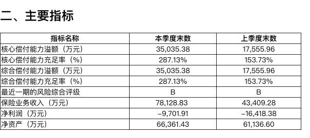 易安财险2019年2季度业绩：亏损0.97亿元 综合偿付能力充足率为287.13%