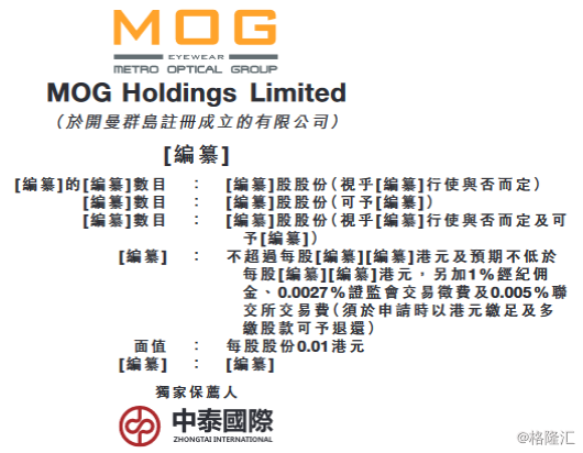 马来西亚第二大光学产品零售商MOG递交港股上市申请