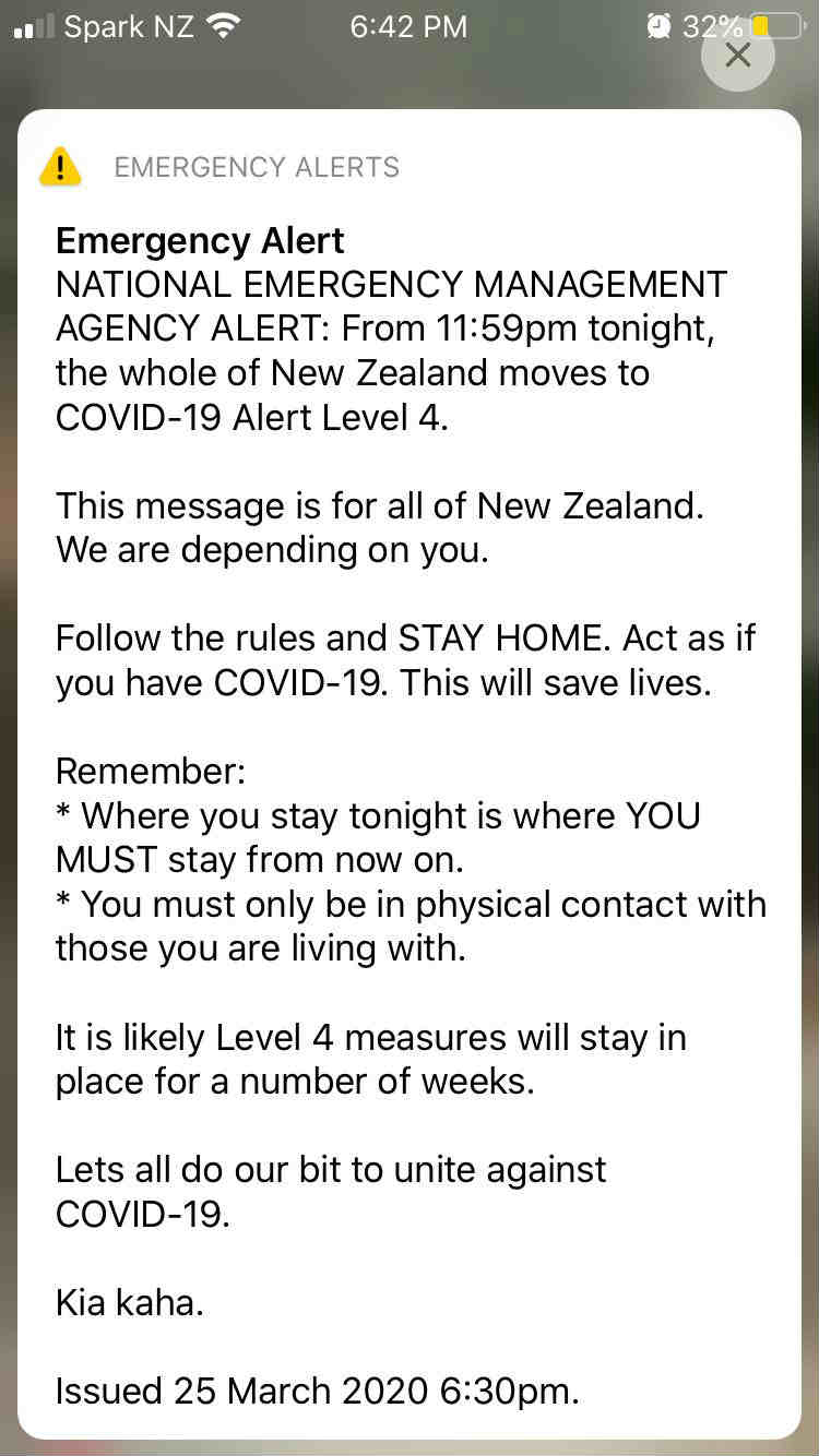 宣布国家紧急状态后 新西兰政府向市民发紧急警