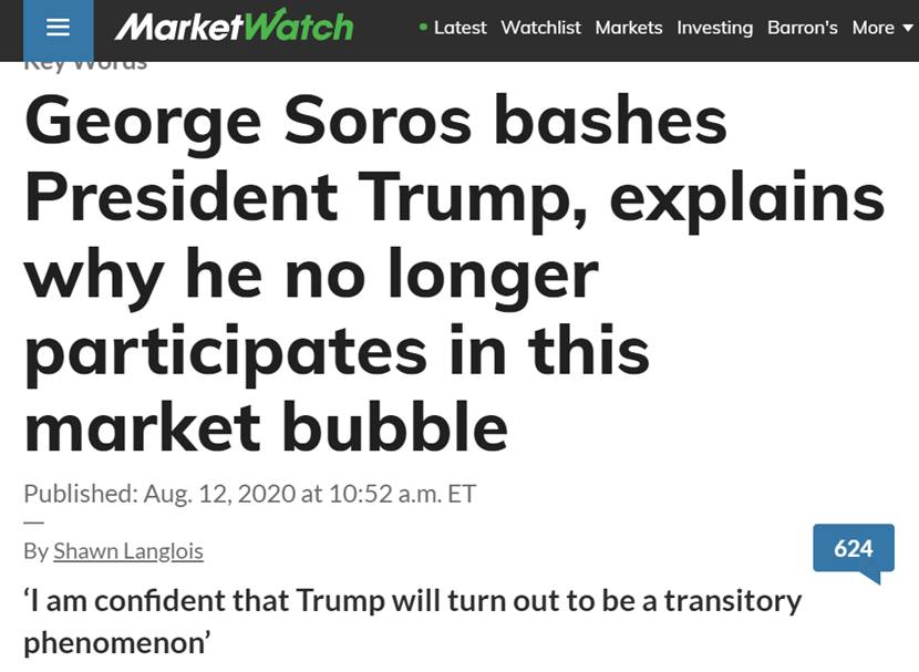 特朗普将是“暂时现象”、“但仍然非常危险”！金融大鳄索罗斯：不再参与市场泡沫
