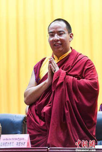 6月22日，班禅额尔德尼•确吉杰布在中国佛教协会西藏分会第十一次全区代表大会上全票当选为中国佛协西藏分会第十一届理事会会长。<a target='_blank' href=''>中新社</a>记者 何蓬磊 摄