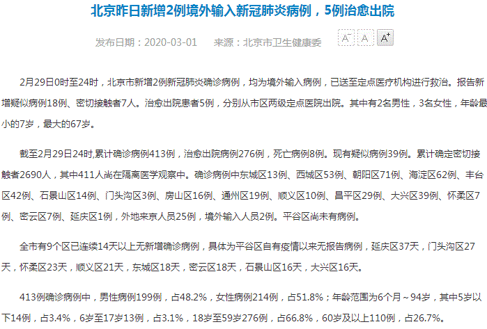 北京昨日新增2例境外输入新冠肺炎病例 均为境外